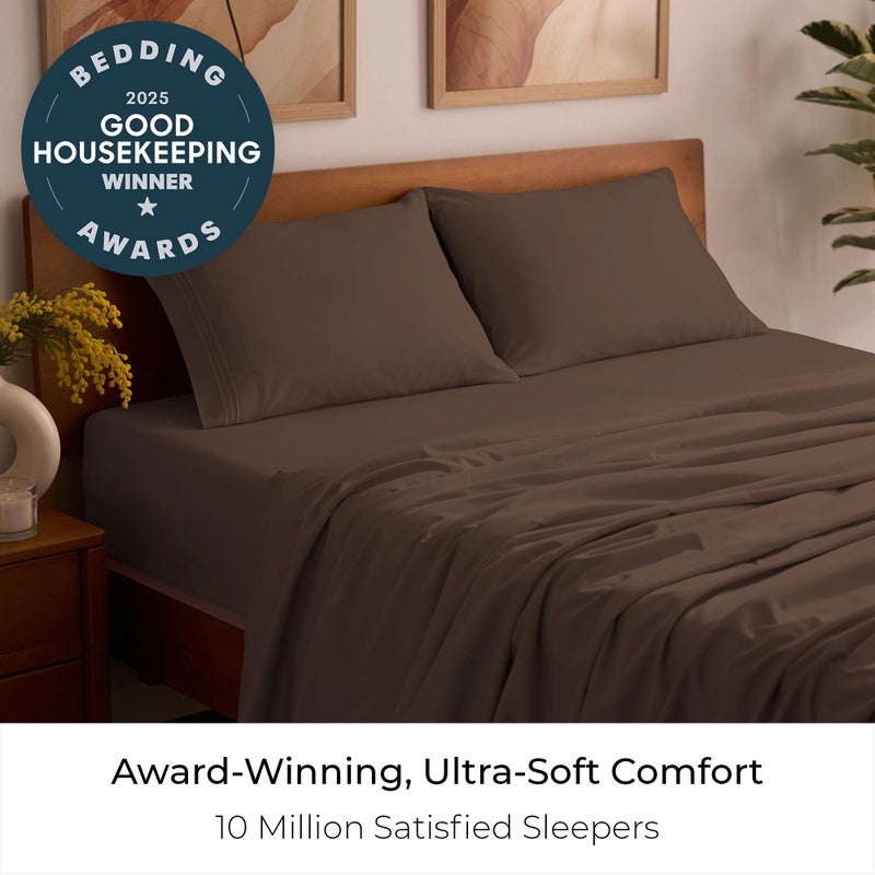 Mellanni Queen Sheets Set - 4 PC Iconic Collection Bedding - Hotel Luxury, Extra Soft, Cooling Bed Sheets - Wrinkle, Fade, Stain Resistant (Queen, Brown) - Image 2